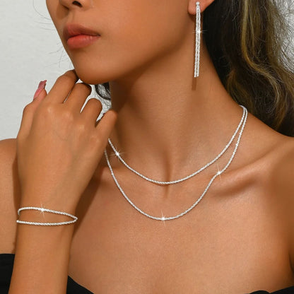 Silver Plated Necklace And Bracelet Set 9
