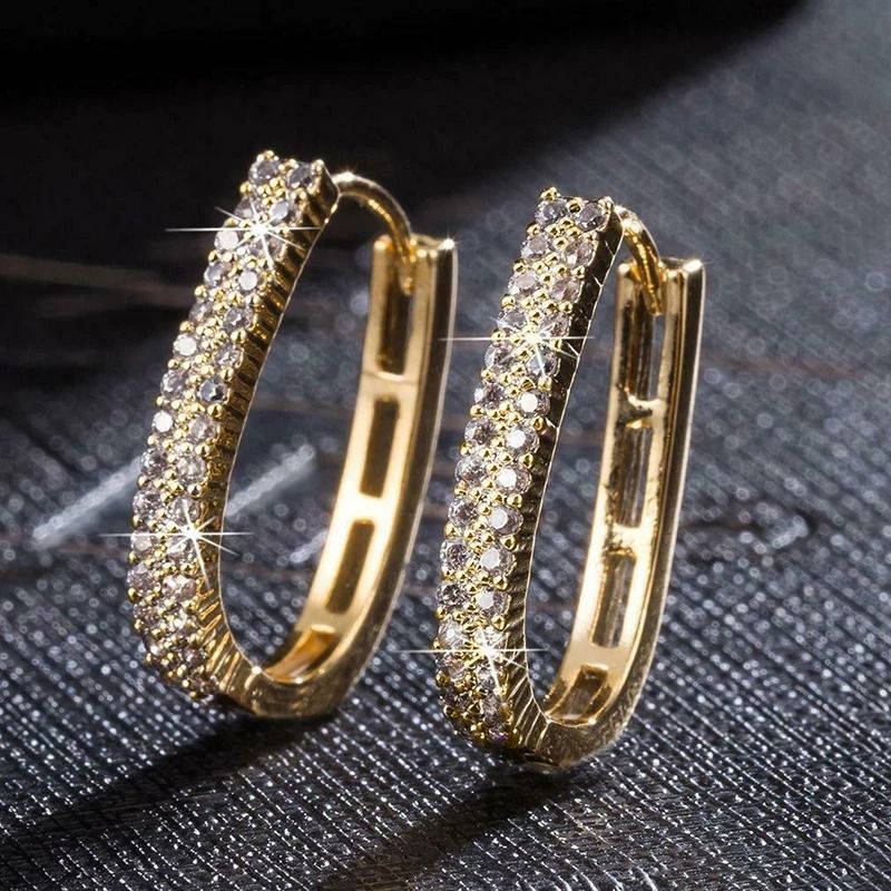 Full Paved CZ Hoop Earrings for Women