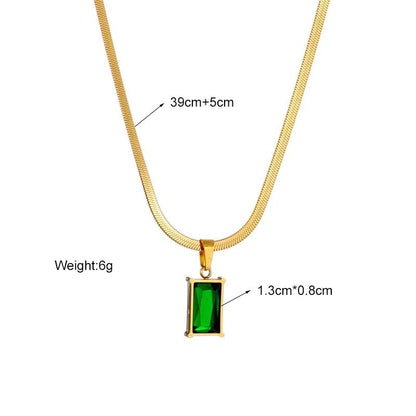 Green Crystal Zircon Pendant Necklace And Earrings Set 5