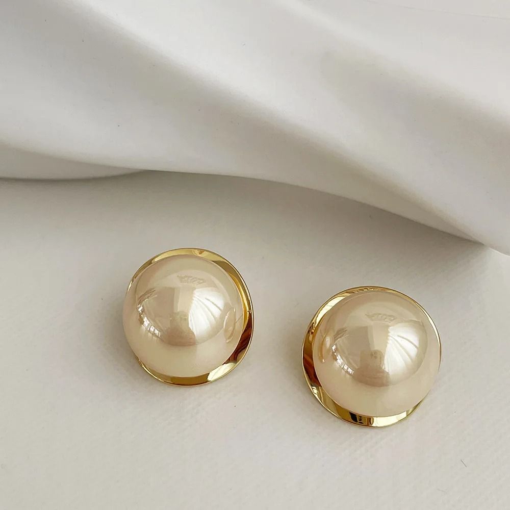 Golden Pearl Stud Earrings for Women