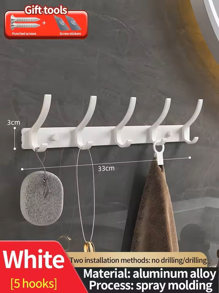 No-Drill Door & Wall Hook Organizer – Punch-Free Over-Door Clothes, Bag & Towel Hanger
