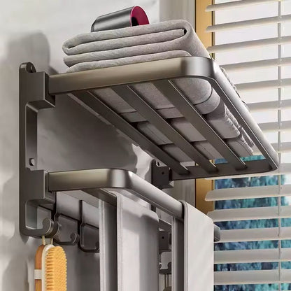 Upgraded Space Aluminum Towel Rack  Thickened WallMounted 4060 Cm Bathroom Storage  Drying Shelf 1