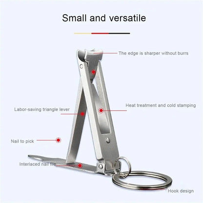 Compact Foldable Nail Clippers Portable Fingernail Cutter with Key Chain Manicure Tool