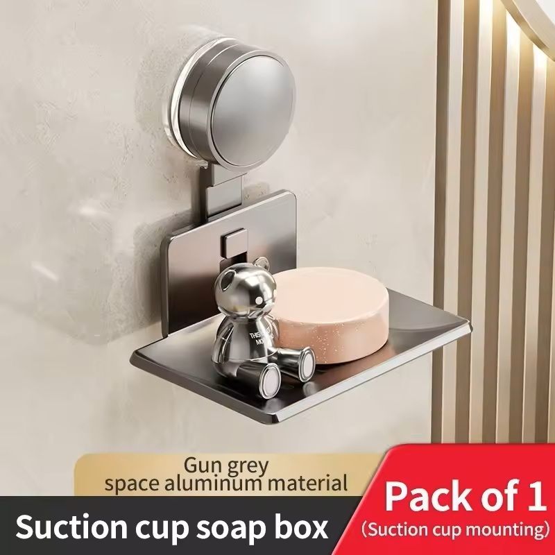 NoDrill Suction Cup Soap Storage Rack  WallMounted Bathroom Soap Holder  Drain Box 1