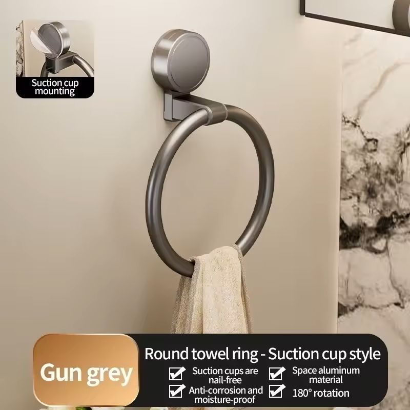 NoDrill Suction Cup Towel Ring  PunchFree WallMounted Hand Towel  Rag Rack For Bathroom  Kitchen 2