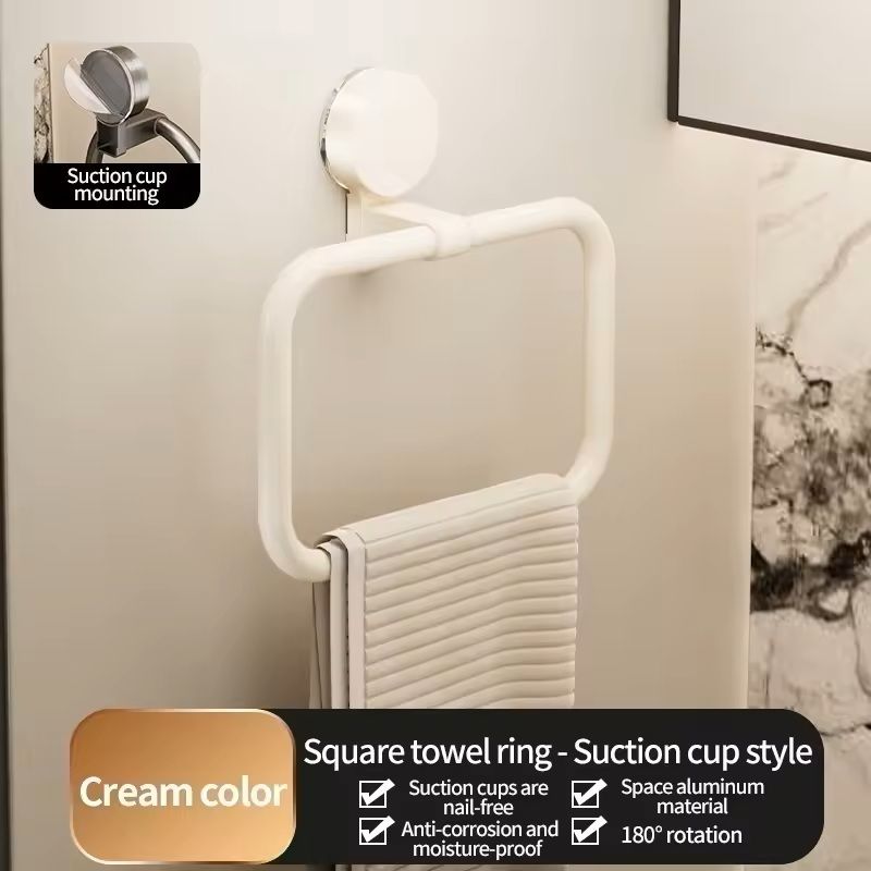 No-Drill Suction Cup Towel Ring – Punch-Free Wall-Mounted Hand Towel & Rag Rack for Bathroom & Kitchen