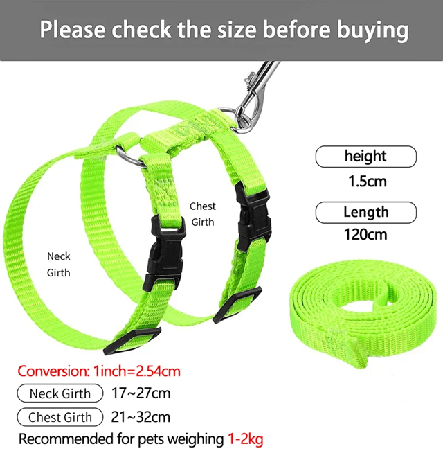 Rabbit and Small Pet Harness and Leash Set for Outdoor Walking