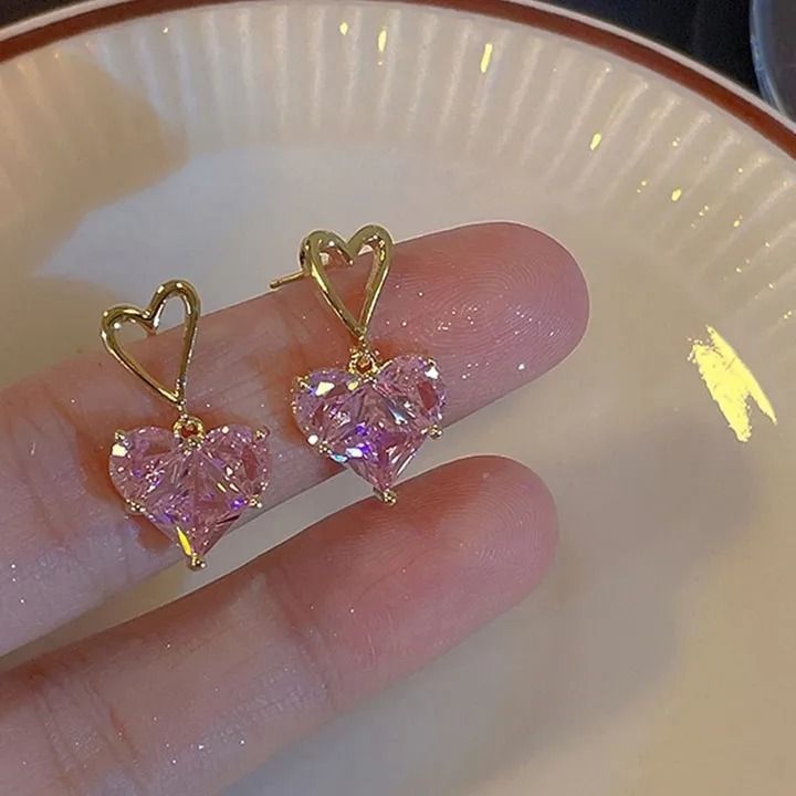 Crystal Heart Stud Earrings For Women 8