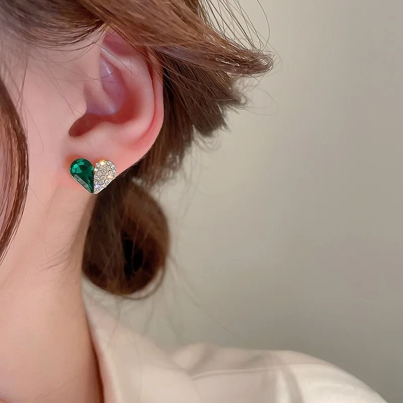 Crystal Heart Stud Earrings For Women 4