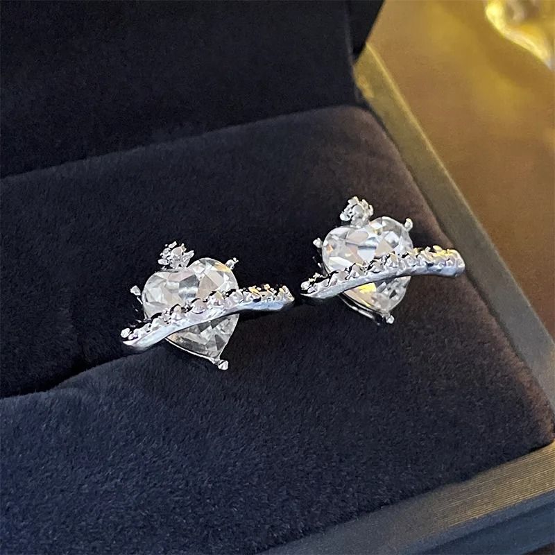 Crystal Heart Stud Earrings For Women 11