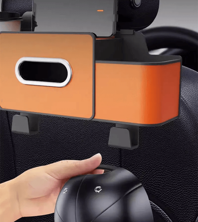 Car Backseat Organizer With Leather Storage Bag And Cup Holder 1