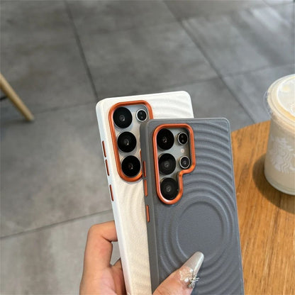 Magnetic Leather Pattern Phone Case With Wave Texture 5