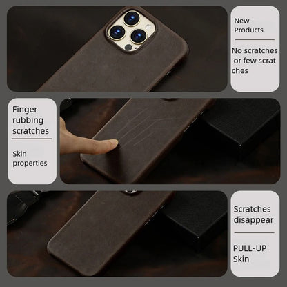 Full Grain PullUp Leather Magnetic Phone Case 4