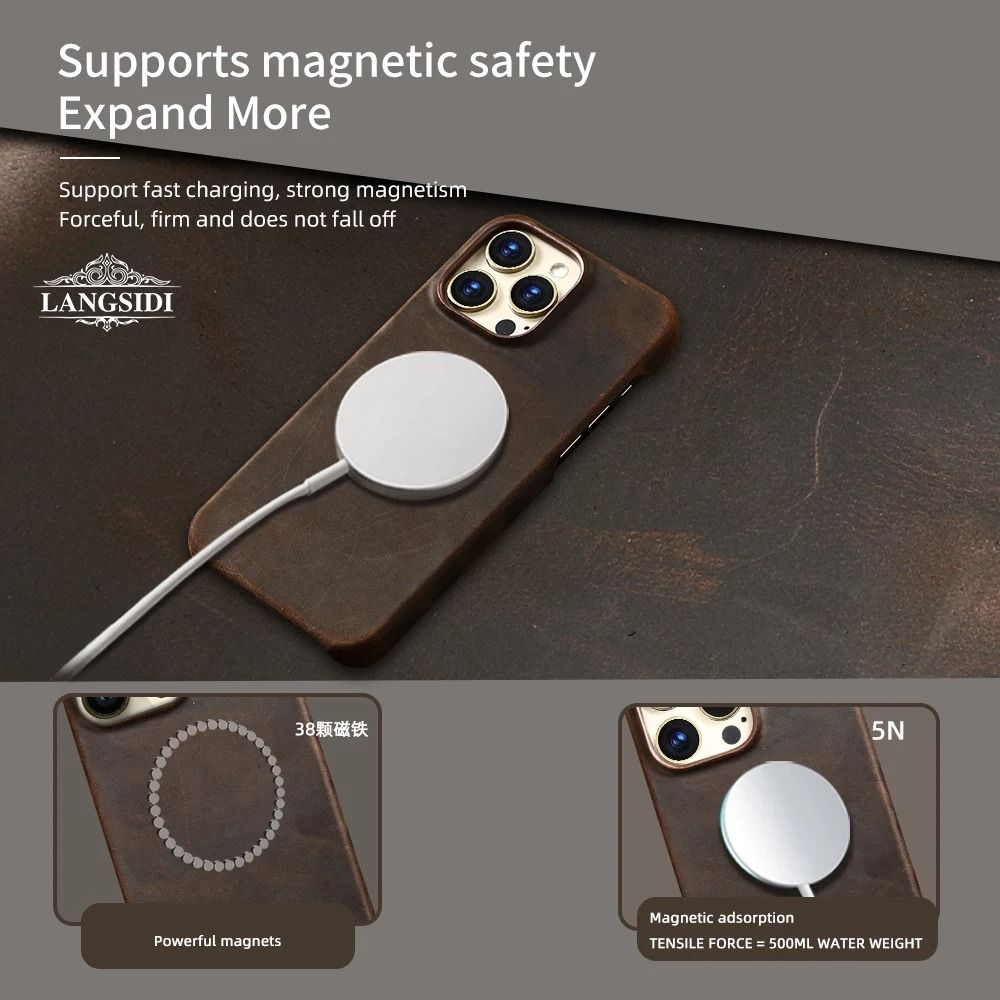 Full Grain PullUp Leather Magnetic Phone Case 5
