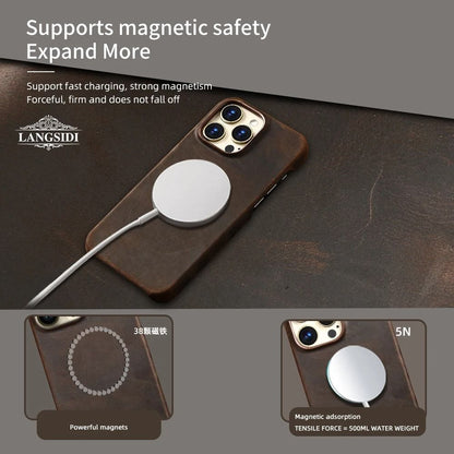 Full Grain PullUp Leather Magnetic Phone Case 5