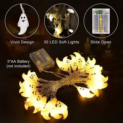 GhostGlow 3 M  20LED Battery Halloween Ghost String Lights 4