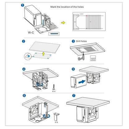 Adjustable Under Desk PC Or NAS Mount Bracket Holder 3