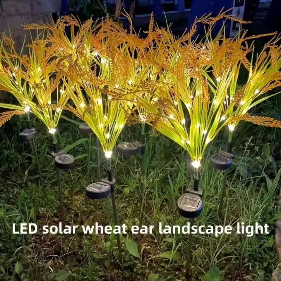 Autumn Wheat Solar Pathway Lights - Dusk-to-Dawn Waterproof Outdoor LED Walkway & Garden Lighting