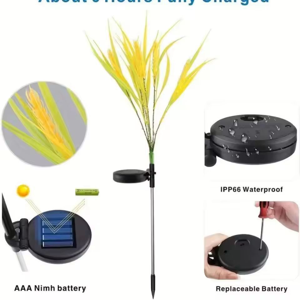 Autumn Wheat Solar Pathway Lights  DusktoDawn Waterproof Outdoor LED Walkway  Garden Lighting 5