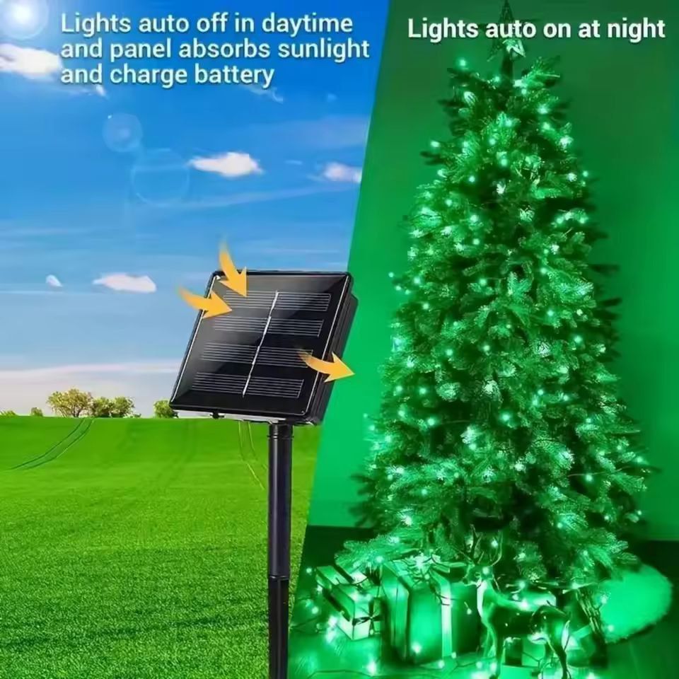 SolarGlow Green Solar String Lights  Waterproof Outdoor Decoration For Garden Patio  Parties 4
