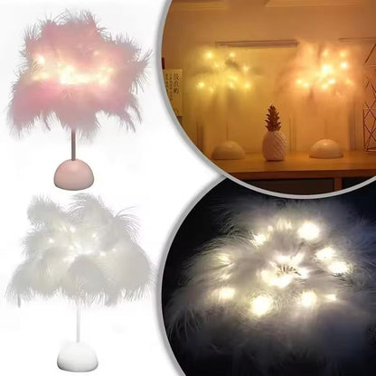 FeatherGlow Portable LED Table Lamp - Battery-Powered Ambient Night Light
