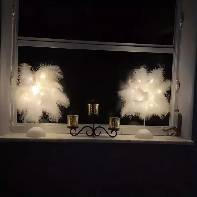 FeatherGlow Portable LED Table Lamp  BatteryPowered Ambient Night Light 1