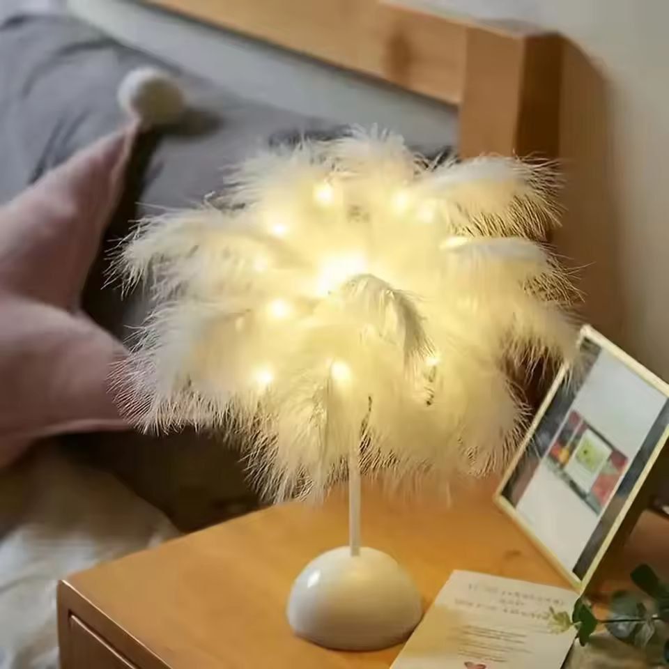 FeatherGlow Portable LED Table Lamp  BatteryPowered Ambient Night Light 5