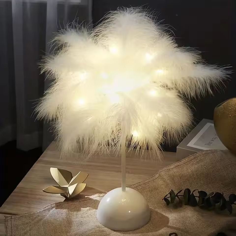 FeatherGlow Portable LED Table Lamp  BatteryPowered Ambient Night Light 6