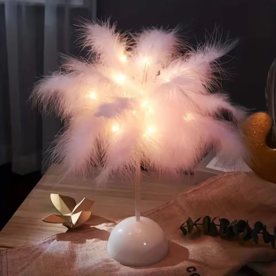 FeatherGlow Portable LED Table Lamp  BatteryPowered Ambient Night Light 7