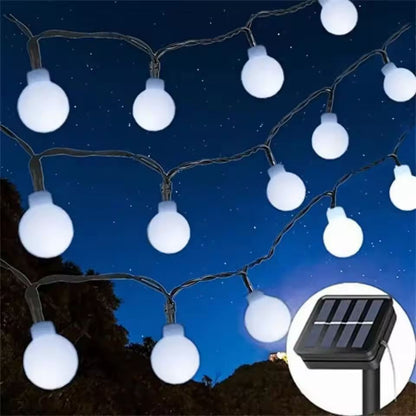 GardenGlow Solar Globe Light String – Frosted Outdoor Ball Lights for Patio & Garden