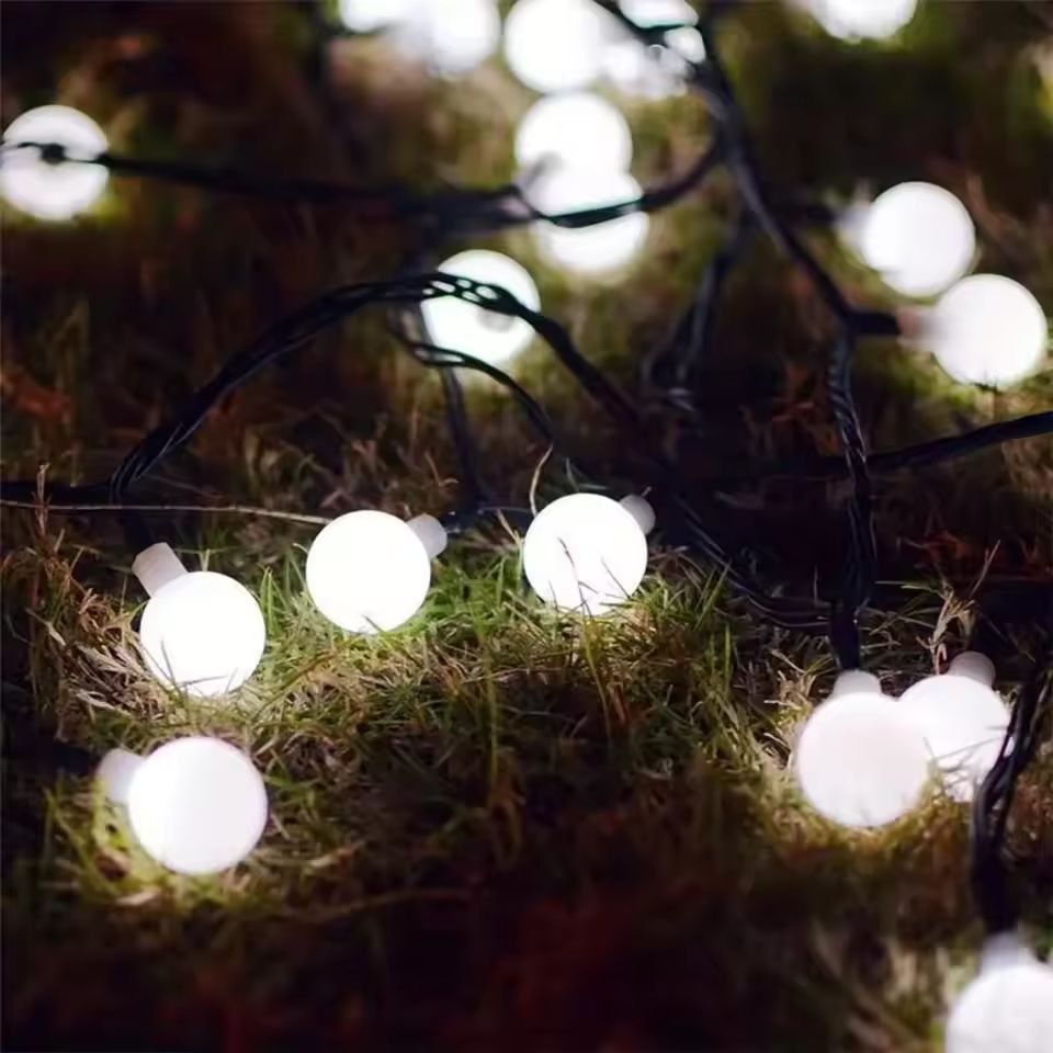 GardenGlow Solar Globe Light String  Frosted Outdoor Ball Lights For Patio  Garden 3