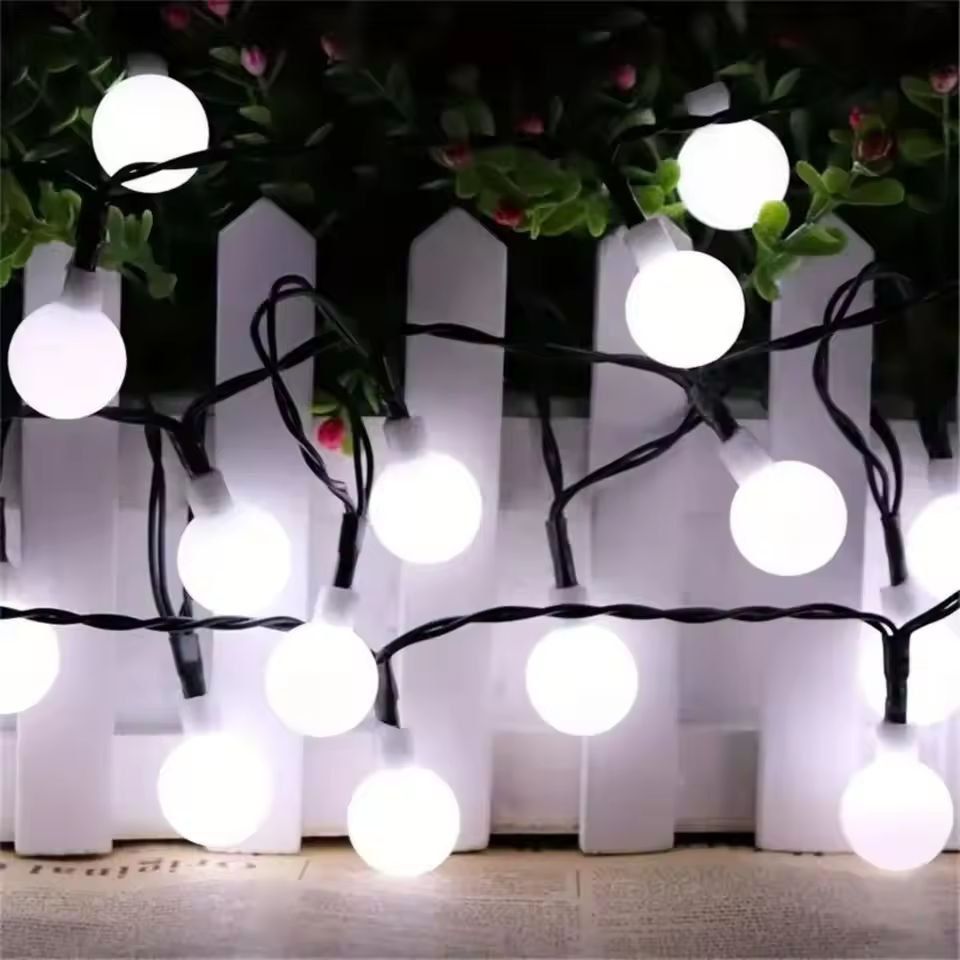 GardenGlow Solar Globe Light String  Frosted Outdoor Ball Lights For Patio  Garden 5
