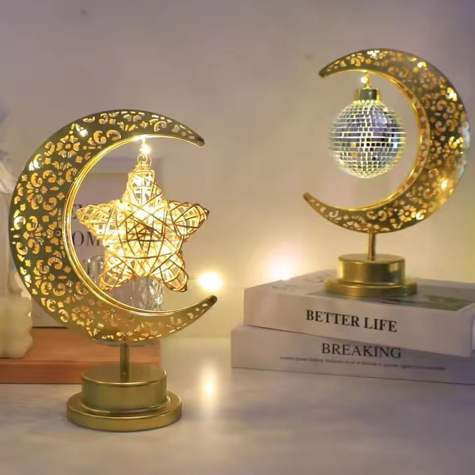 Elegant Iron Moon  Star Orb Table Lamp  LED Decorative Ambient Light 1