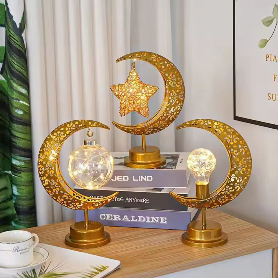 Elegant Iron Moon  Star Orb Table Lamp  LED Decorative Ambient Light 2