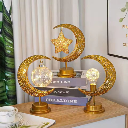 Elegant Iron Moon  Star Orb Table Lamp  LED Decorative Ambient Light 2