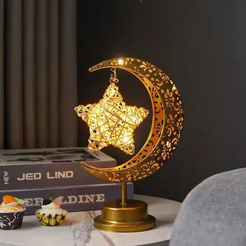Elegant Iron Moon  Star Orb Table Lamp  LED Decorative Ambient Light 3