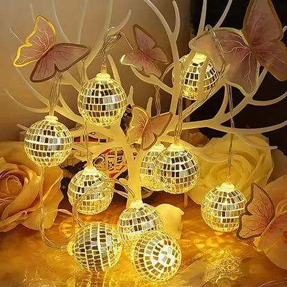 CozyGlow Mirror Ball LED String Lights  Warm Disco Party Fairy Lights 1