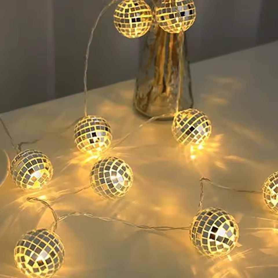 CozyGlow Mirror Ball LED String Lights  Warm Disco Party Fairy Lights 2