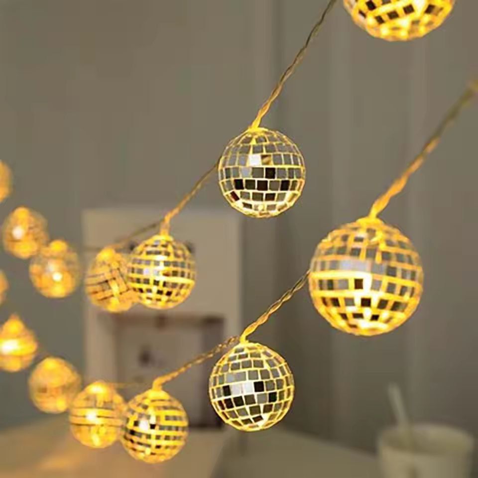 CozyGlow Mirror Ball LED String Lights  Warm Disco Party Fairy Lights 4