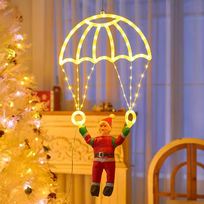 Santa Parachute Lantern LED String Lights  Festive Window  Outdoor Holiday Decor 1