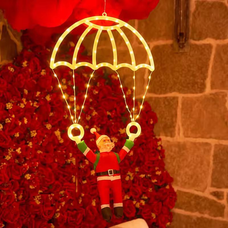 Santa Parachute Lantern LED String Lights  Festive Window  Outdoor Holiday Decor 2