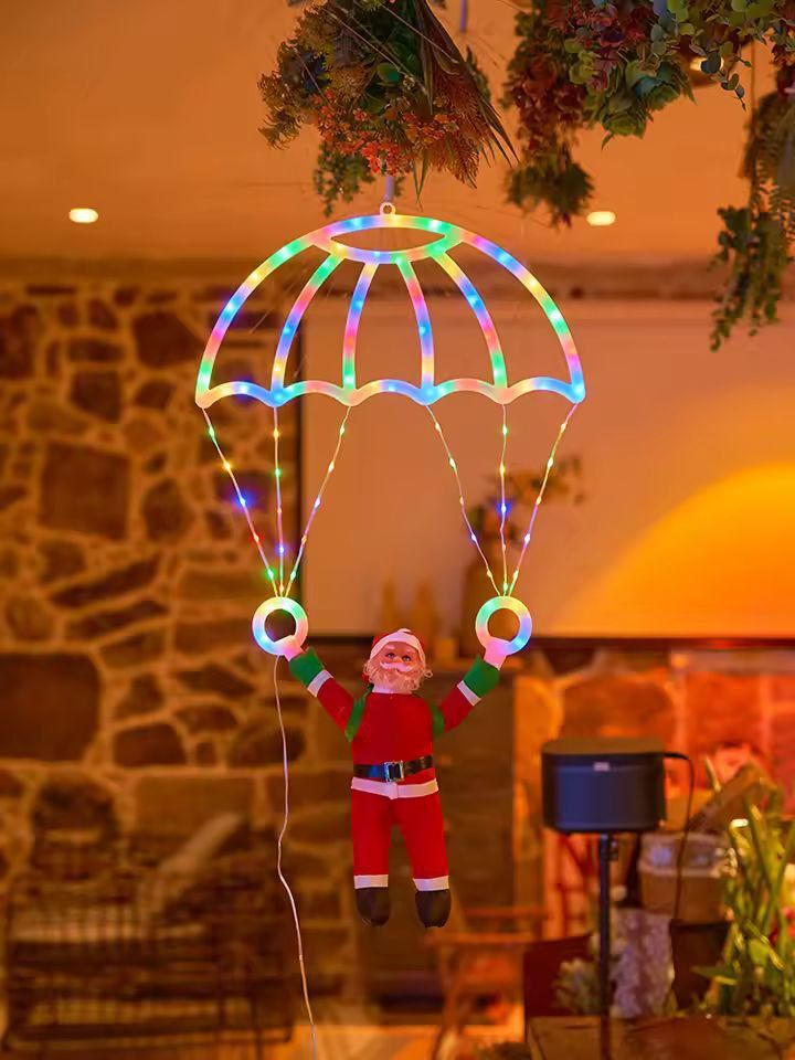 Santa Parachute Lantern LED String Lights  Festive Window  Outdoor Holiday Decor 4