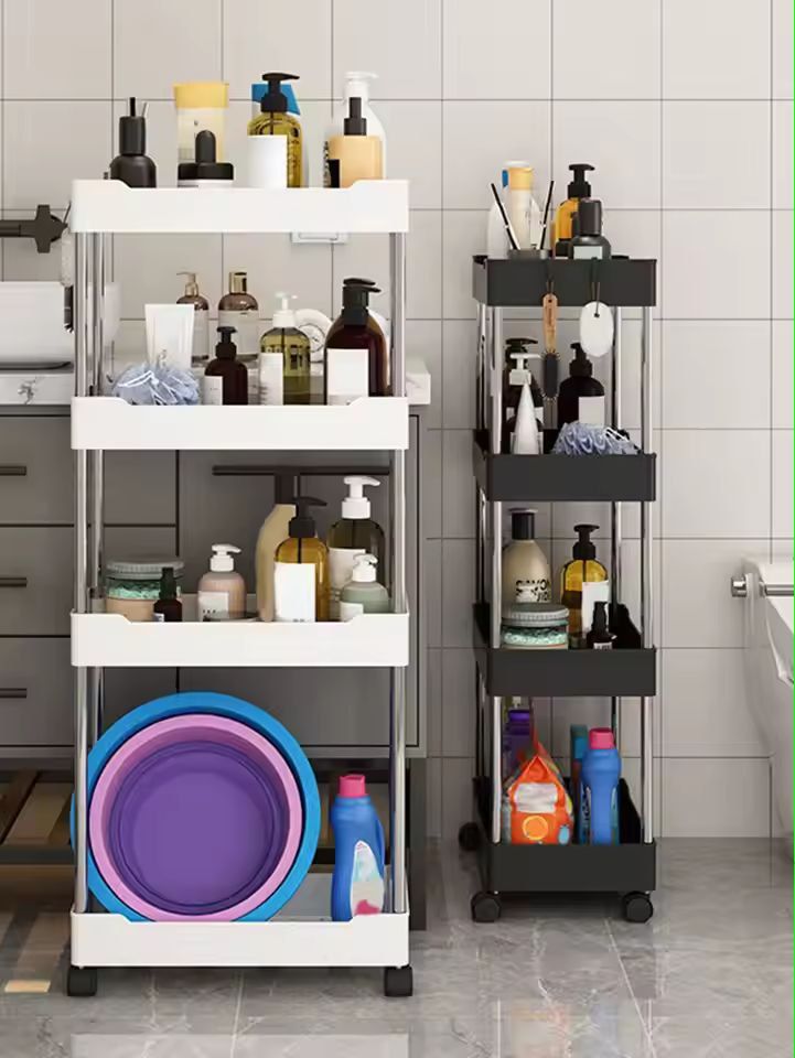SlimRoll MultiTier Rolling Utility Cart SpaceSaving Mobile Storage Rack For Kitchen Bathroom  Livin 2