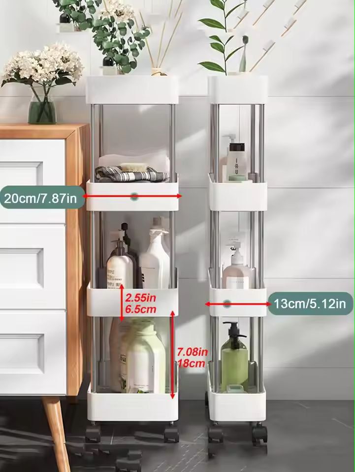 SlimRoll MultiTier Rolling Utility Cart SpaceSaving Mobile Storage Rack For Kitchen Bathroom  Livin 3