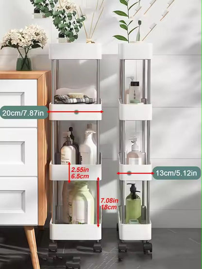 SlimRoll MultiTier Rolling Utility Cart SpaceSaving Mobile Storage Rack For Kitchen Bathroom  Livin 3