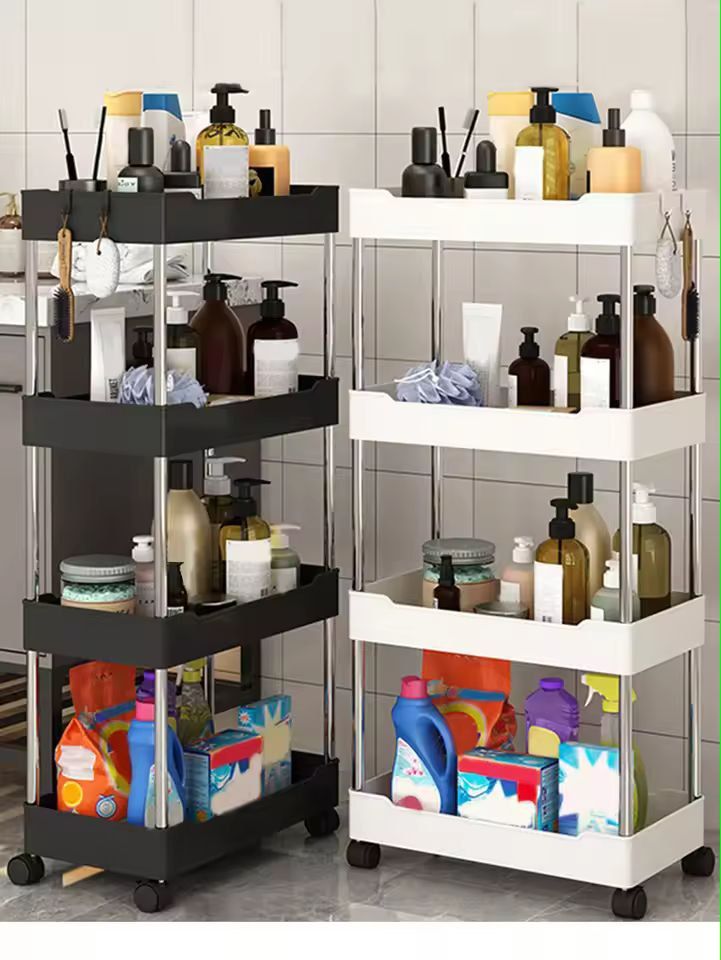 SlimRoll MultiTier Rolling Utility Cart SpaceSaving Mobile Storage Rack For Kitchen Bathroom  Livin 4