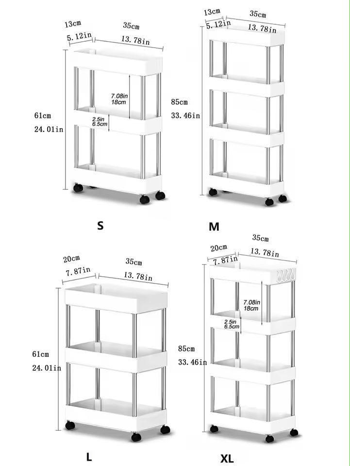 SlimRoll MultiTier Rolling Utility Cart SpaceSaving Mobile Storage Rack For Kitchen Bathroom  Livin 5