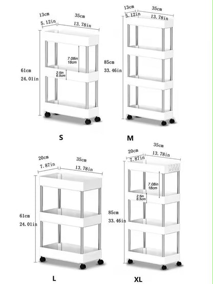 SlimRoll MultiTier Rolling Utility Cart SpaceSaving Mobile Storage Rack For Kitchen Bathroom  Livin 5