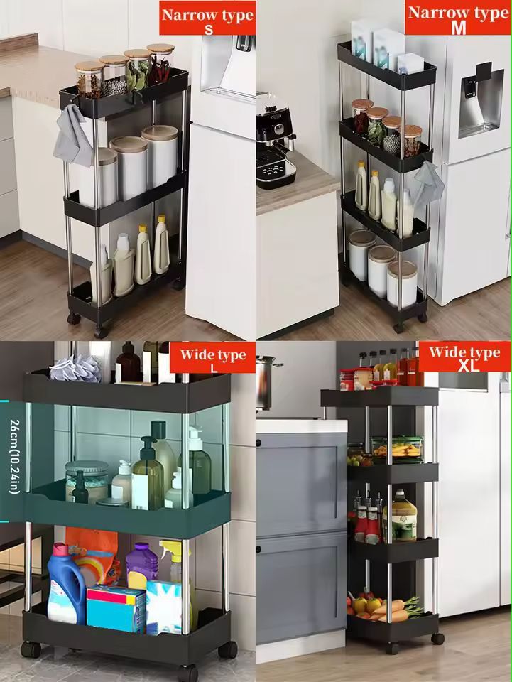 SlimRoll MultiTier Rolling Utility Cart SpaceSaving Mobile Storage Rack For Kitchen Bathroom  Livin 7