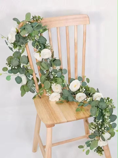 Evergreen Eucalyptus  Rose Garland  59 Ft Faux Floral Vine For Home Wedding  Party Decor 9
